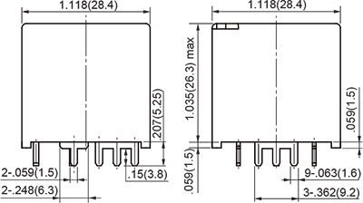 Standard Type PC Pin Outline Dimensions