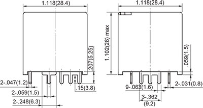 1C PC Pin Outline Dimensions
