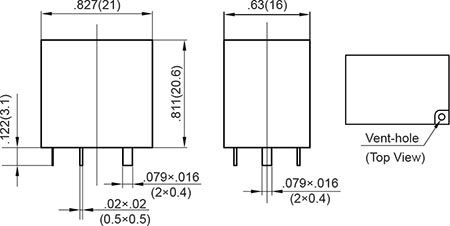 25A E Type Lead Pins Outline Dimensions