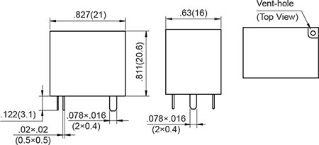 25A Standard Pins Outline Dimensions
