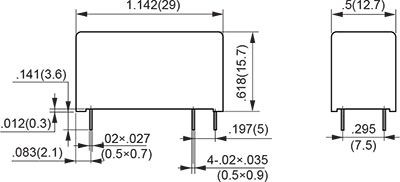 1 coil K Type 1A Outline Dimensions