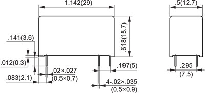 1 coil K Type 2A Outline Dimensions