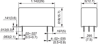 2 coils K Type 1A Outline Dimensions