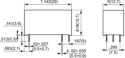 2 coils K Type 2A Outline Dimensions